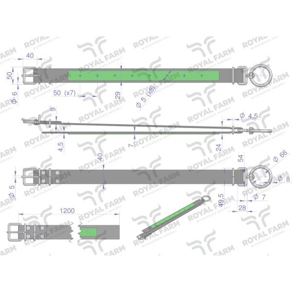 Obroża, 120 cm x 4 cm z okrętką 8 mm RF-96429120 | Exvi
