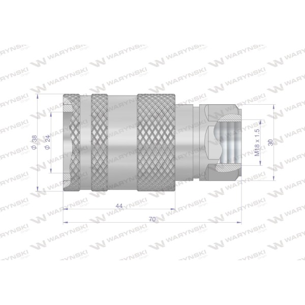 Szybkozłącze hydrauliczne gniazdo WIAM18MW-PP | Exvi
