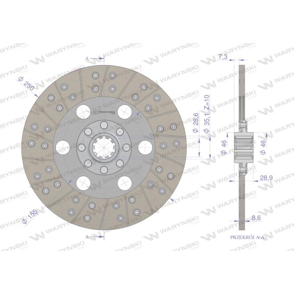 Tarcza sprzęgła John Deere AH12305 WARYŃSKI AH12305W | Exvi