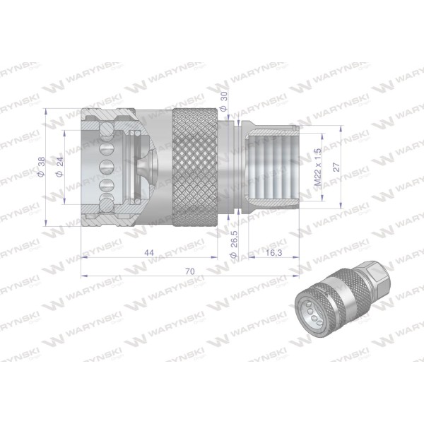 Szybkozłącze hydrauliczne gniazdo WIAM22MW-PP | Exvi