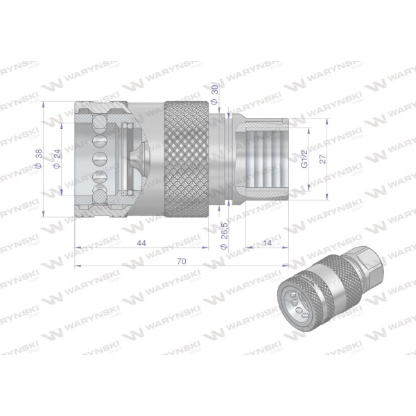 Szybkozłącze hydrauliczne gniazdo WIAR12MW-PP | Exvi