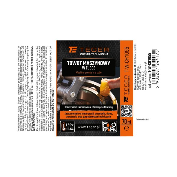 Towot maszynowy w tubce, 70 ml, Teger CH1055 | Exvi