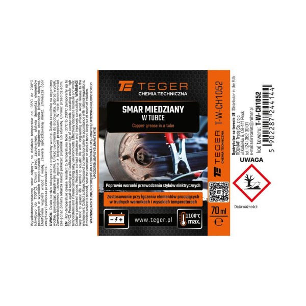 Smar miedziany w tubce, 70 ml, Teger CH1052 | Exvi