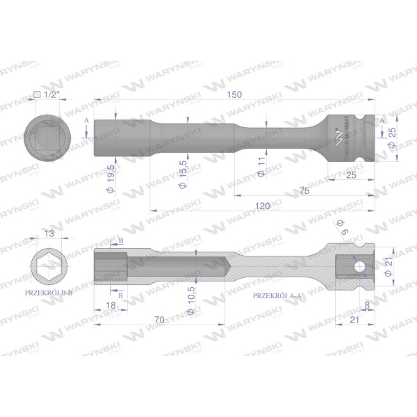 Nasadka udarowa 1/2", sześciokątna slim WMU171 | Exvi