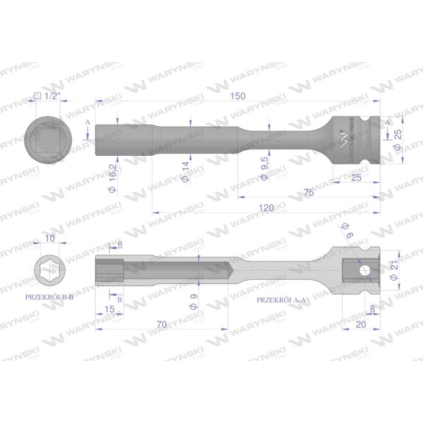 Nasadka udarowa 1/2", sześciokątna slim WMU168 | Exvi