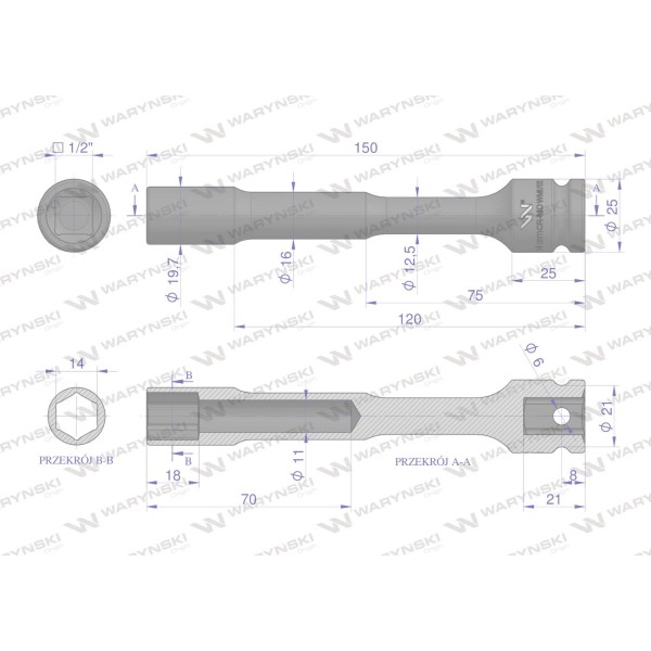 Nasadka udarowa 1/2", sześciokątna slim WMU172 | Exvi