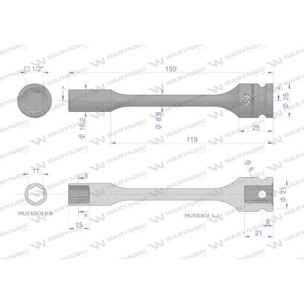 Nasadka udarowa 1/2", sześciokątna slim WMU187 | Exvi