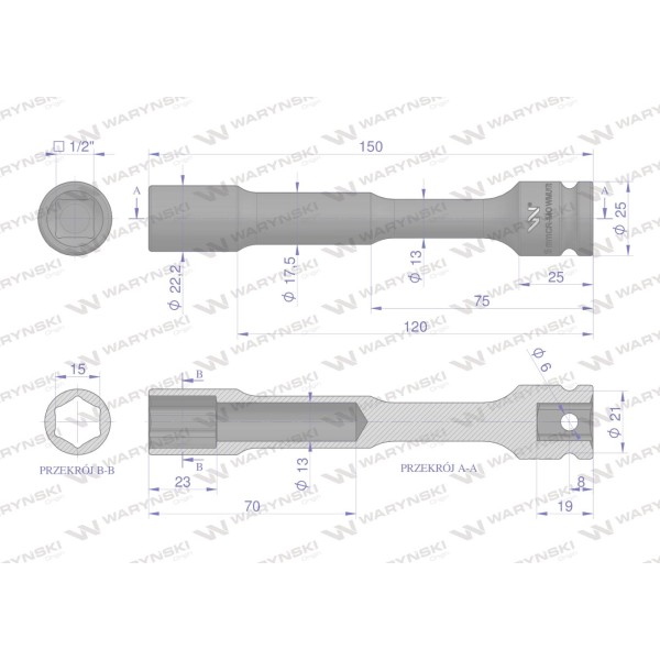 Nasadka udarowa 1/2", sześciokątna slim WMU173 | Exvi