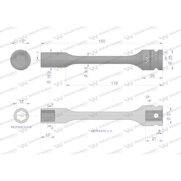 Nasadka udarowa 1/2", sześciokątna slim WMU188 | Exvi