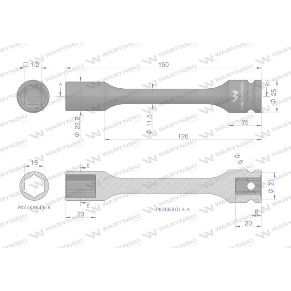 Nasadka udarowa 1/2", sześciokątna slim WMU191 | Exvi