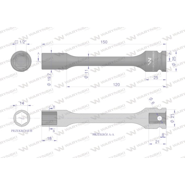 Nasadka udarowa 1/2", sześciokątna slim WMU190 | Exvi