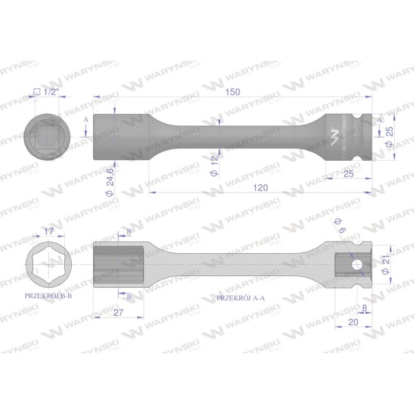 Nasadka udarowa 1/2", sześciokątna slim WMU193 | Exvi