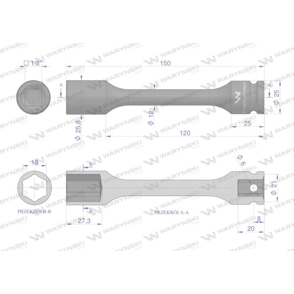 Nasadka udarowa 1/2", sześciokątna slim WMU194 | Exvi