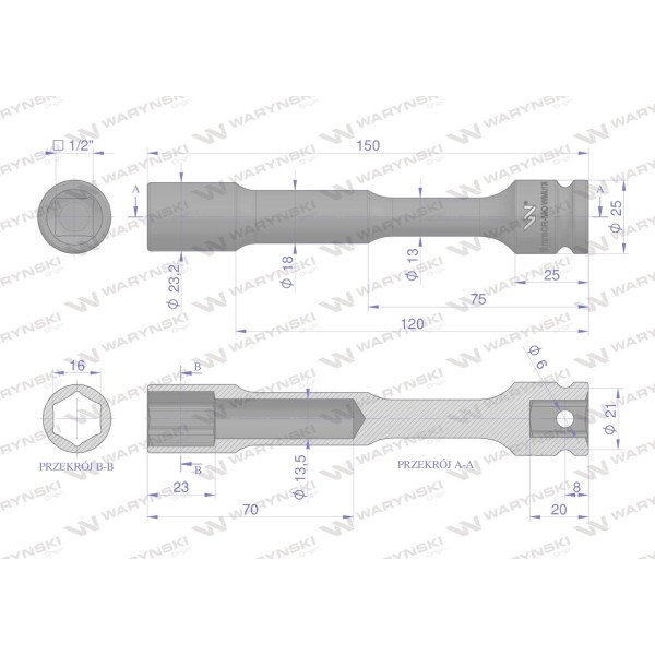 Nasadka udarowa 1/2", sześciokątna slim WMU174 | Exvi
