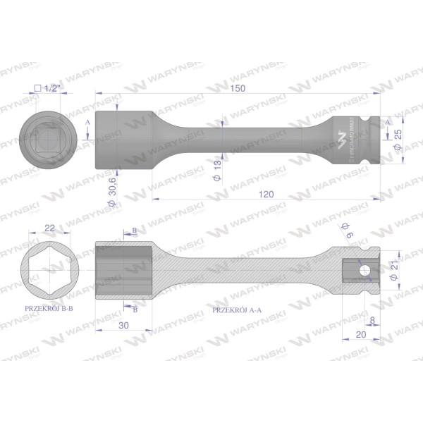 Nasadka udarowa 1/2", sześciokątna slim WMU197 | Exvi