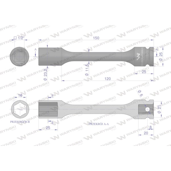 Nasadka udarowa 1/2", sześciokątna slim WMU192 | Exvi