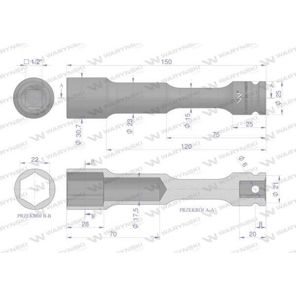 Nasadka udarowa 1/2", sześciokątna slim WMU179 | Exvi