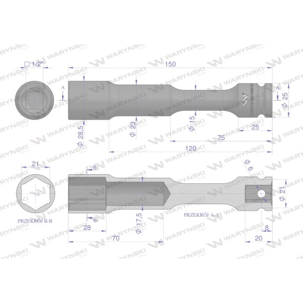 Nasadka udarowa 1/2", sześciokątna slim WMU178 | Exvi
