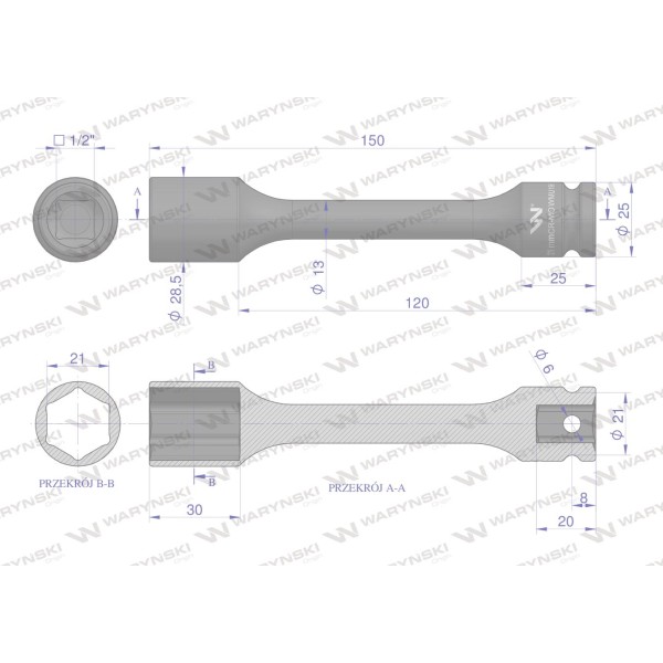 Nasadka udarowa 1/2", sześciokątna slim WMU196 | Exvi