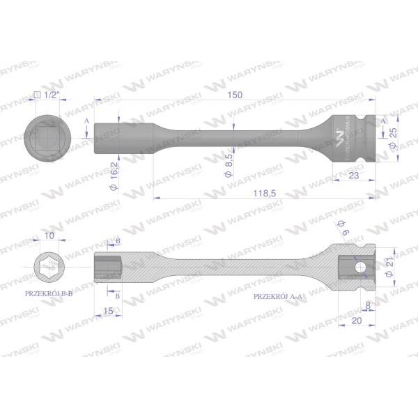 Nasadka udarowa 1/2", sześciokątna slim WMU186 | Exvi