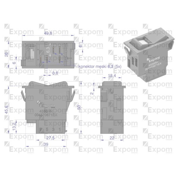 Włącznik przechylny światło 4556RH 004570671EX | Exvi