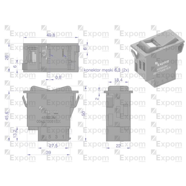 Włącznik przechylny (przycisk) 4556GM 004570061EX | Exvi