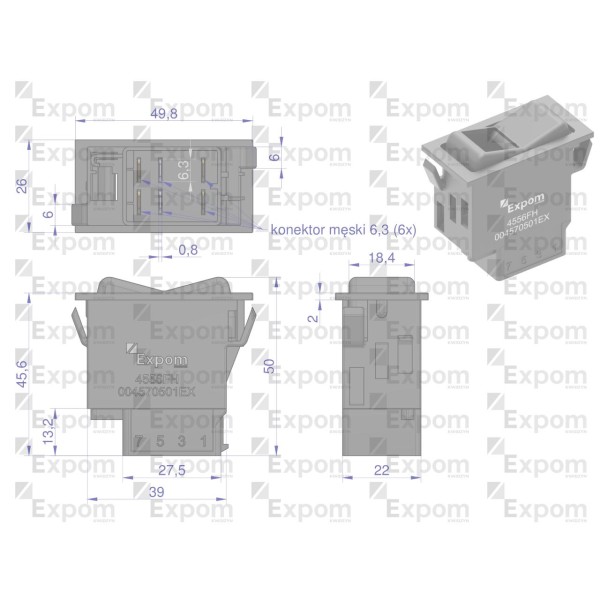 Włącznik przechylny napęd 4556FH 004570501EX | Exvi