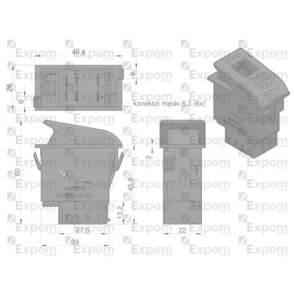 Przełącznik z blokadą 4556FH 007832101EX | Exvi