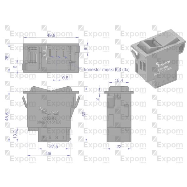 Włącznik przechylny dmuchawa 4556RH 004570151EX | Exvi