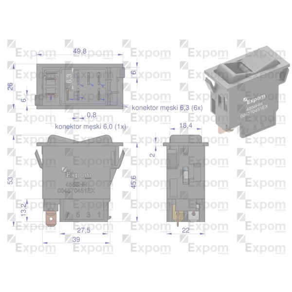 Włącznik przechylny światło 4556HH 004570451EX | Exvi