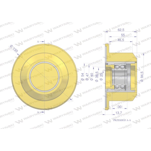 Rolka, podporowa PU 95x62.5x25, zastosowanie 641004 | Exvi