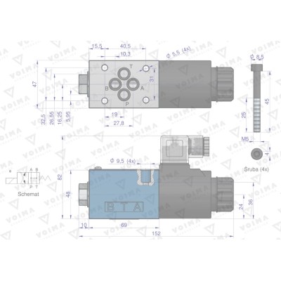 Rozdzielacz (elektrozawór CETOP 3 V-4WE6-HAG1-24V | Exvi