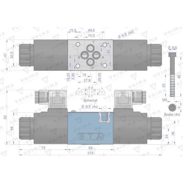 Rozdzielacz (elektrozawór CETOP 3 V-4WE6-JG2-24V | Exvi