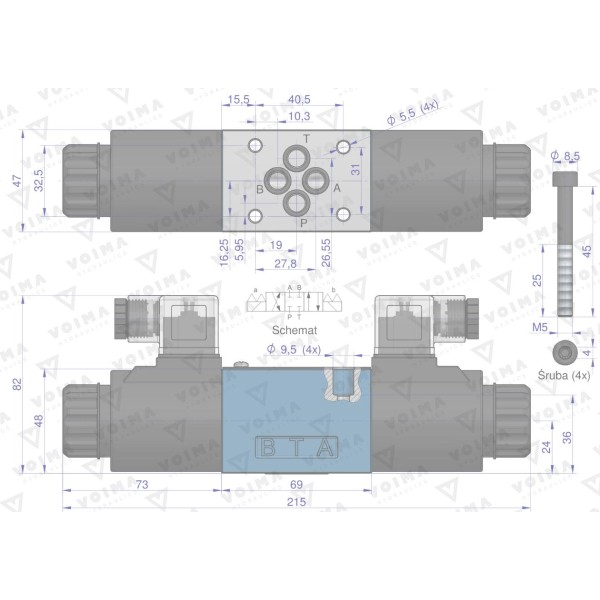 Rozdzielacz (elektrozawór CETOP 3 V-4WE6-EG2-230V | Exvi