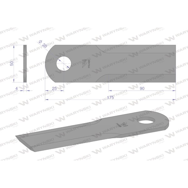 Nóż, obrotowy rozdrabniacz słomy WRR175X50X4W | Exvi