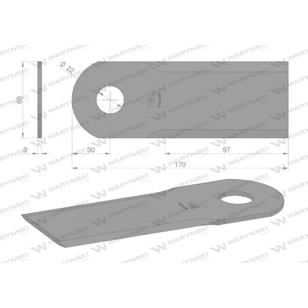 Nóż, obrotowy rozdrabniacz słomy WRR170X60X3W | Exvi