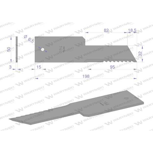 Nóż, stały rozdrabniacz słomy WRS198X50X3W | Exvi