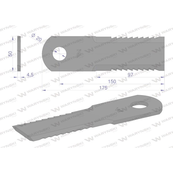 Nóż, obrotowy rozdrabniacz słomy WRR173X50X4.5W | Exvi