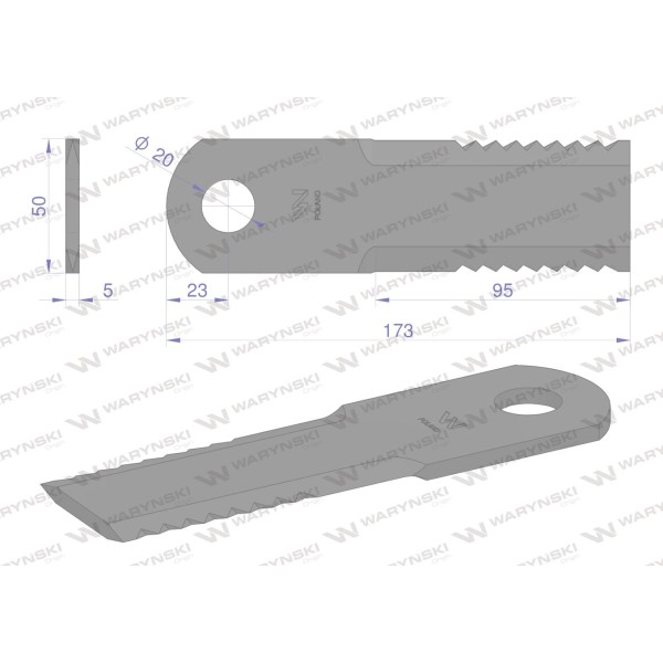 Nóż, obrotowy rozdrabniacz słomy WRR173X50X5W | Exvi