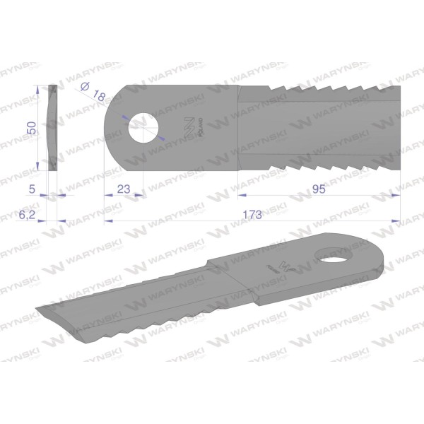 Nóż, obrotowy rozdrabniacz słomy WRR173X50X5/1W | Exvi
