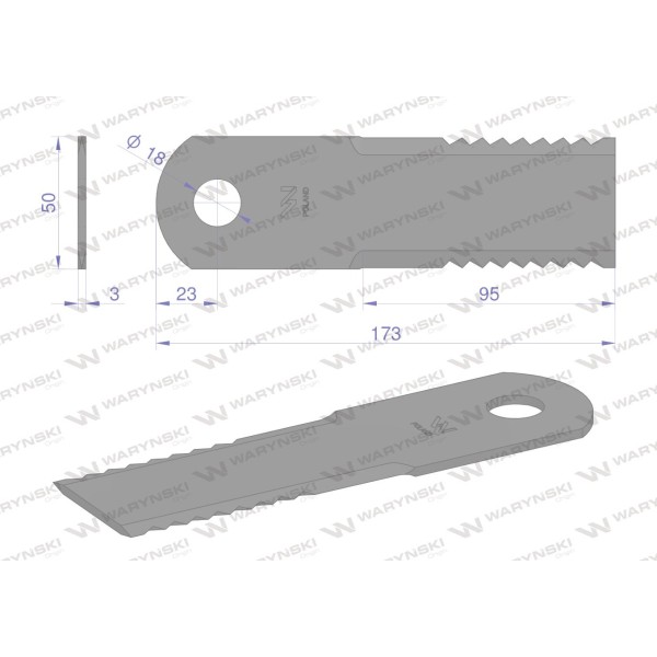 Nóż, obrotowy rozdrabniacz słomy WRR173X50X3/1W | Exvi