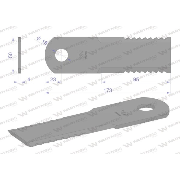 Nóż, obrotowy rozdrabniacz słomy WRR173X50X4W | Exvi