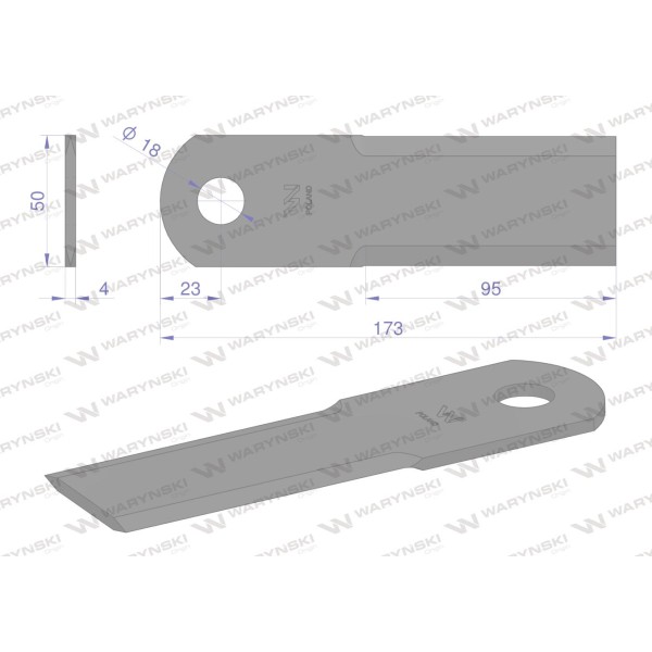 Nóż, obrotowy rozdrabniacz słomy WRR173X50X4/1W | Exvi