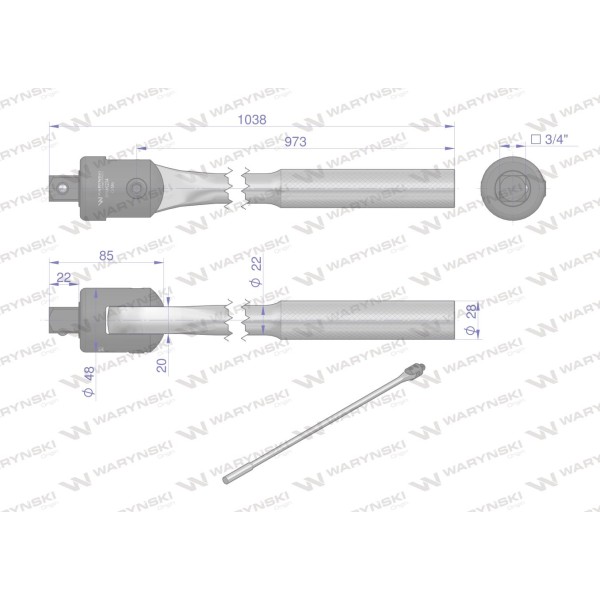 Uchwyt pokrętło, przegubowe 100cm długości WMK234 | Exvi