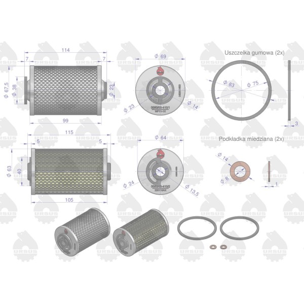 Komplet wkładów filtra paliwa KWP010X 50004100U-WP | Exvi
