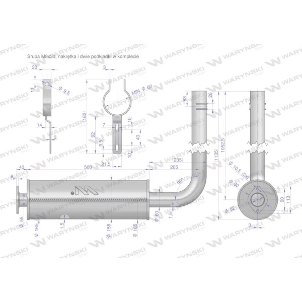 Tłumik Bizon kompletny Z-058 INOX 5058390030IW | Exvi