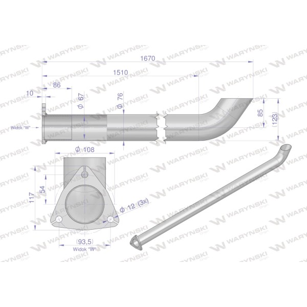 Rura C-385 TURBO ( gięta ) INOX WARYŃSKI 89014040RIW | Exvi