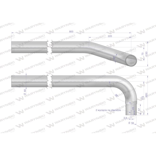 Rura do tłumika 5040390070.1p prosta 5040390070-3PIW | Exvi