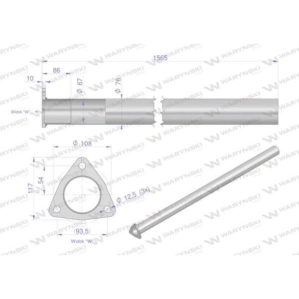 Rura C-385 TURBO ( prosta ) INOX 89014040RPIW | Exvi