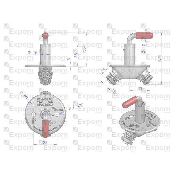 Odłącznik akumulatora M-10 75A C-385 80/35-096/7 | Exvi